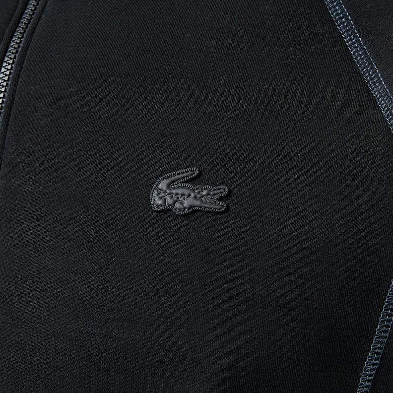 Erkek Relaxed Fit Yarım Fermuarlı Siyah Sweatshirt