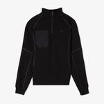 Erkek Relaxed Fit Yarım Fermuarlı Siyah Sweatshirt