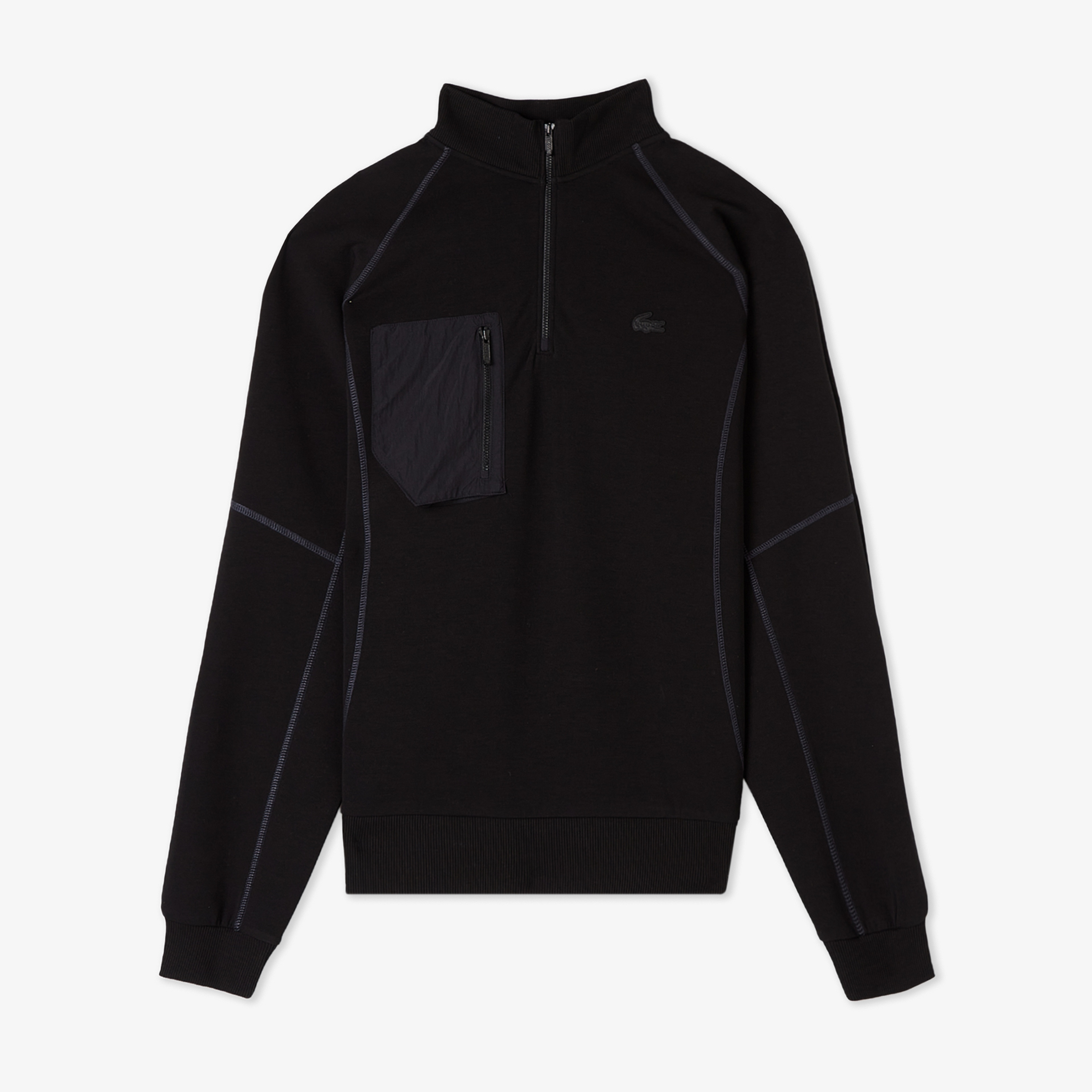 Erkek Relaxed Fit Yarım Fermuarlı Siyah Sweatshirt