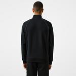 Erkek Relaxed Fit Yarım Fermuarlı Siyah Sweatshirt