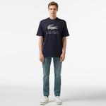 Erkek Regular Fit Bisiklet Yaka Baskılı Lacivert T-Shirt