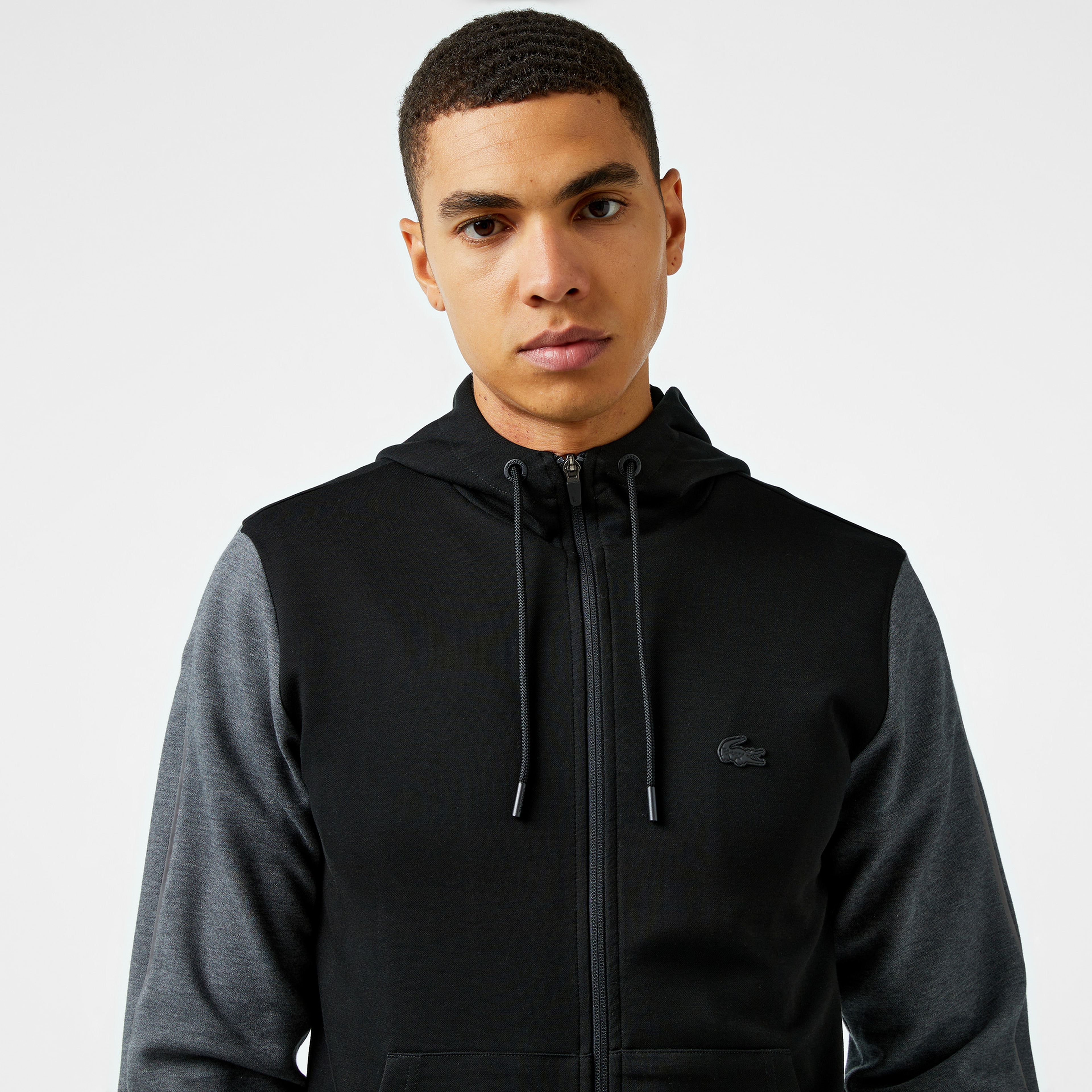 Erkek Slim Fit Kapüşonlu Siyah Sweatshirt