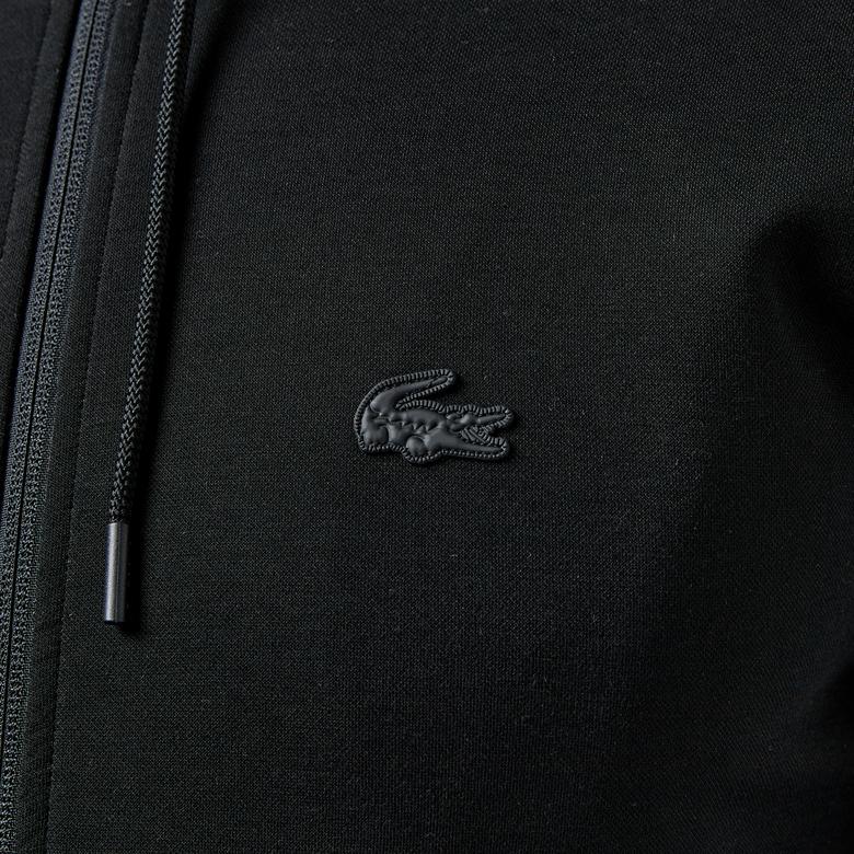 Erkek Slim Fit Kapüşonlu Siyah Sweatshirt