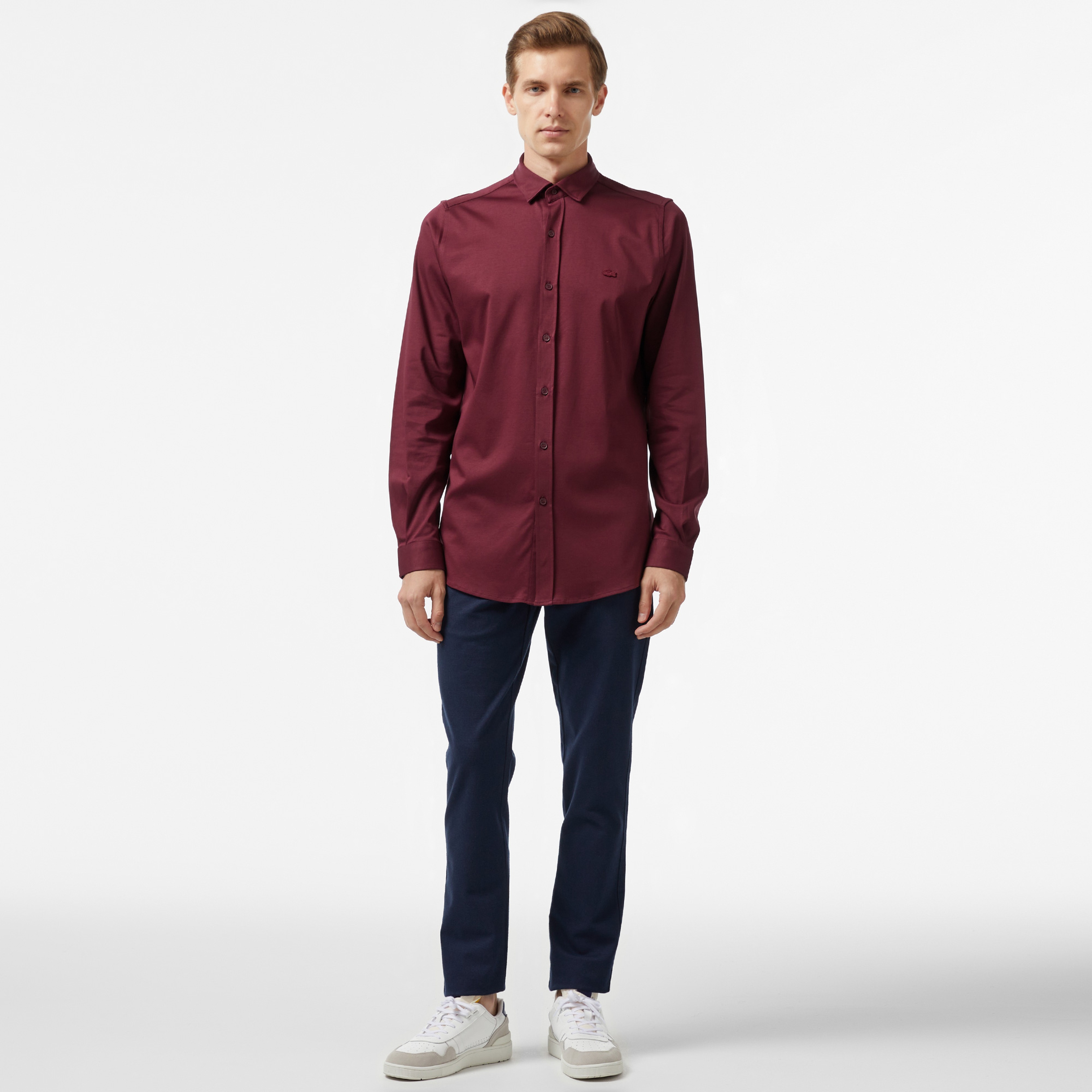 Erkek Slim Fit Bordo Gömlek
