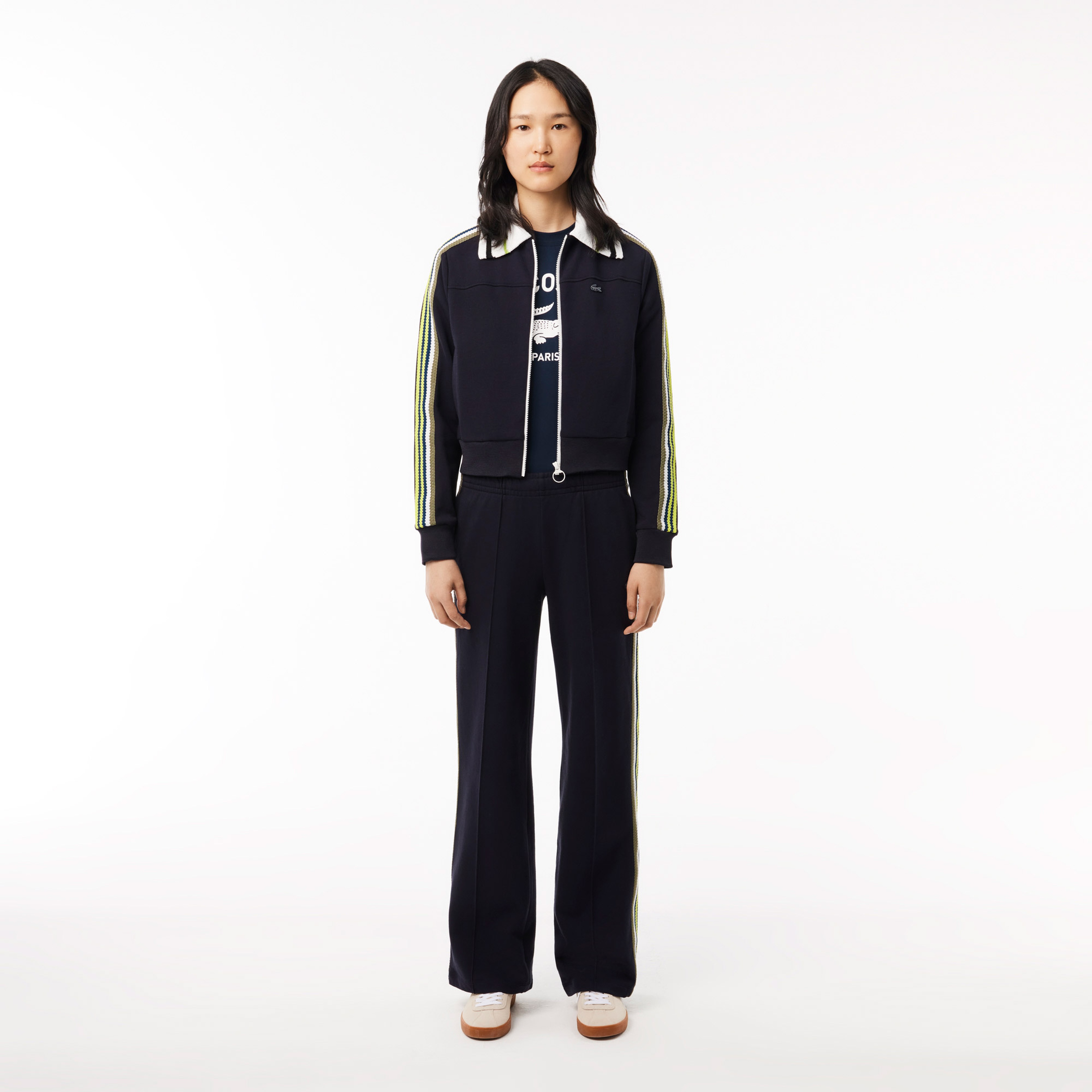 Unisex Bisiklet Yaka Baskılı Lacivert T-Shirt