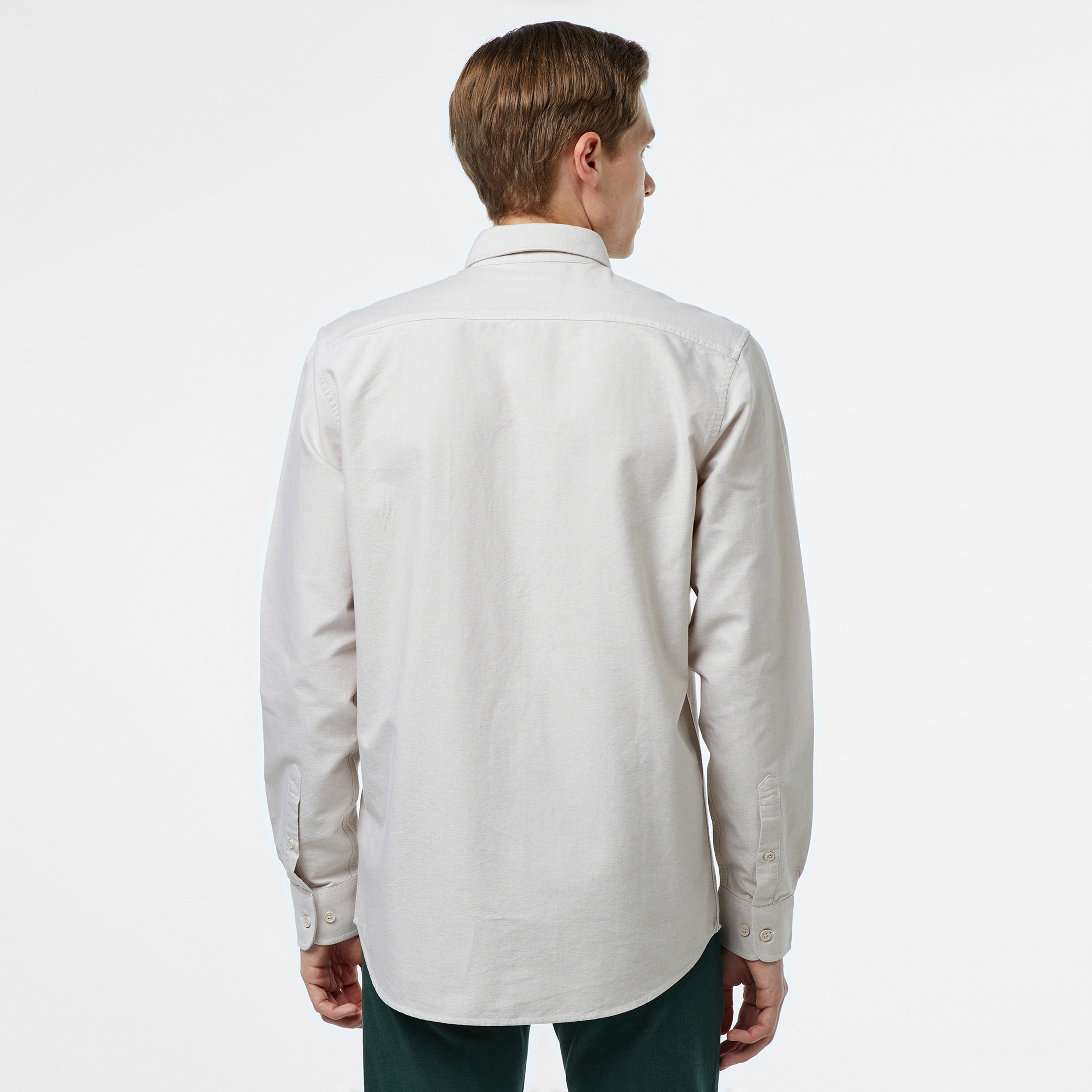 Erkek Slim Fit Düğmeli Yaka Gri Gömlek