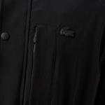 Erkek Relaxed Fit Kapüşonlu Baskılı Koyu Siyah Yağmurluk