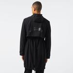 Erkek Relaxed Fit Kapüşonlu Baskılı Koyu Siyah Yağmurluk