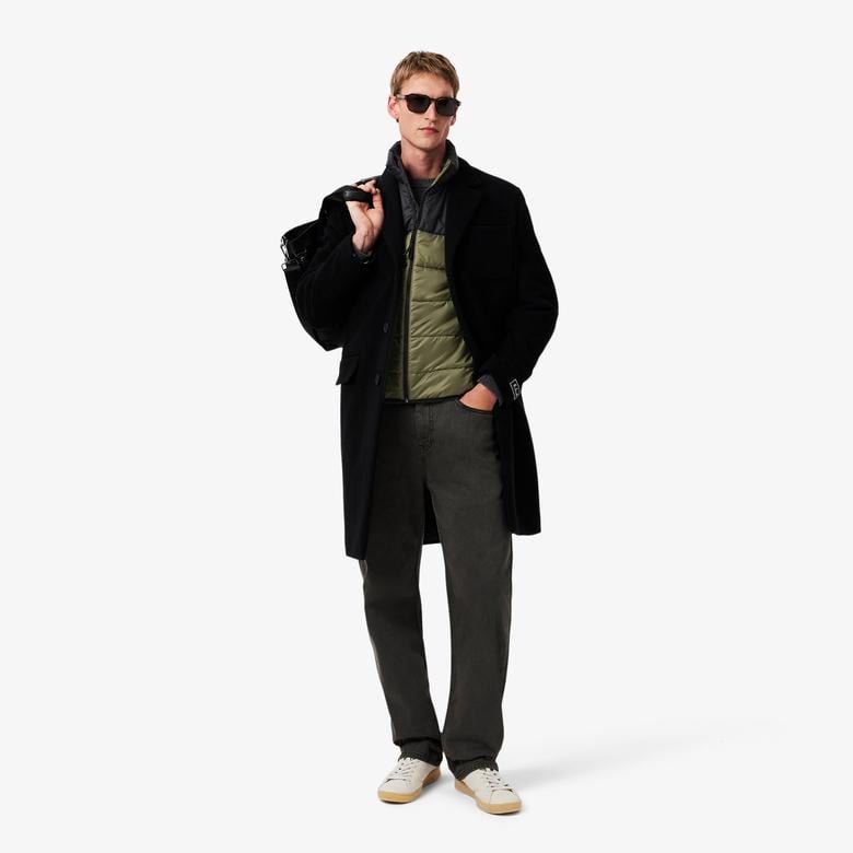 Erkek Kapüşonlu Renk Bloklu Haki Şişme Yelek