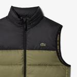 Erkek Kapüşonlu Renk Bloklu Haki Şişme Yelek