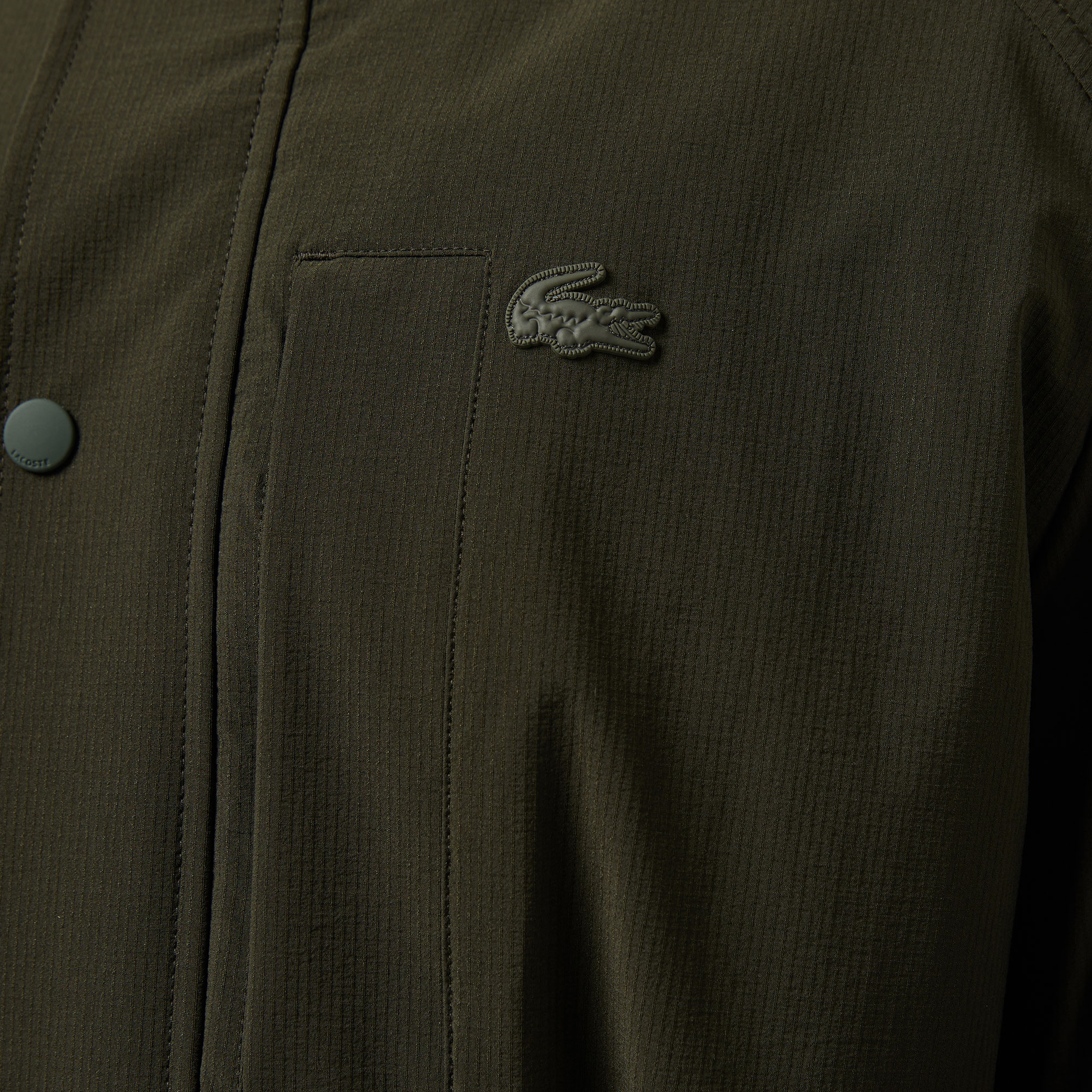 Erkek Relaxed Fit Kapüşonlu Baskılı Koyu Yeşil Yağmurluk