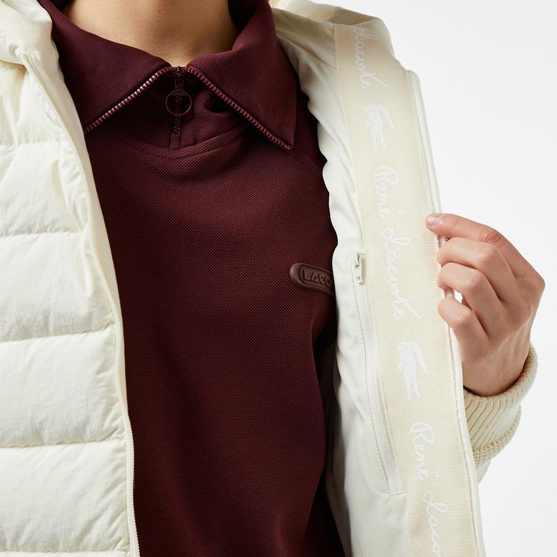 Kadın Regular Fit Kapüşonlu Beyaz Mont