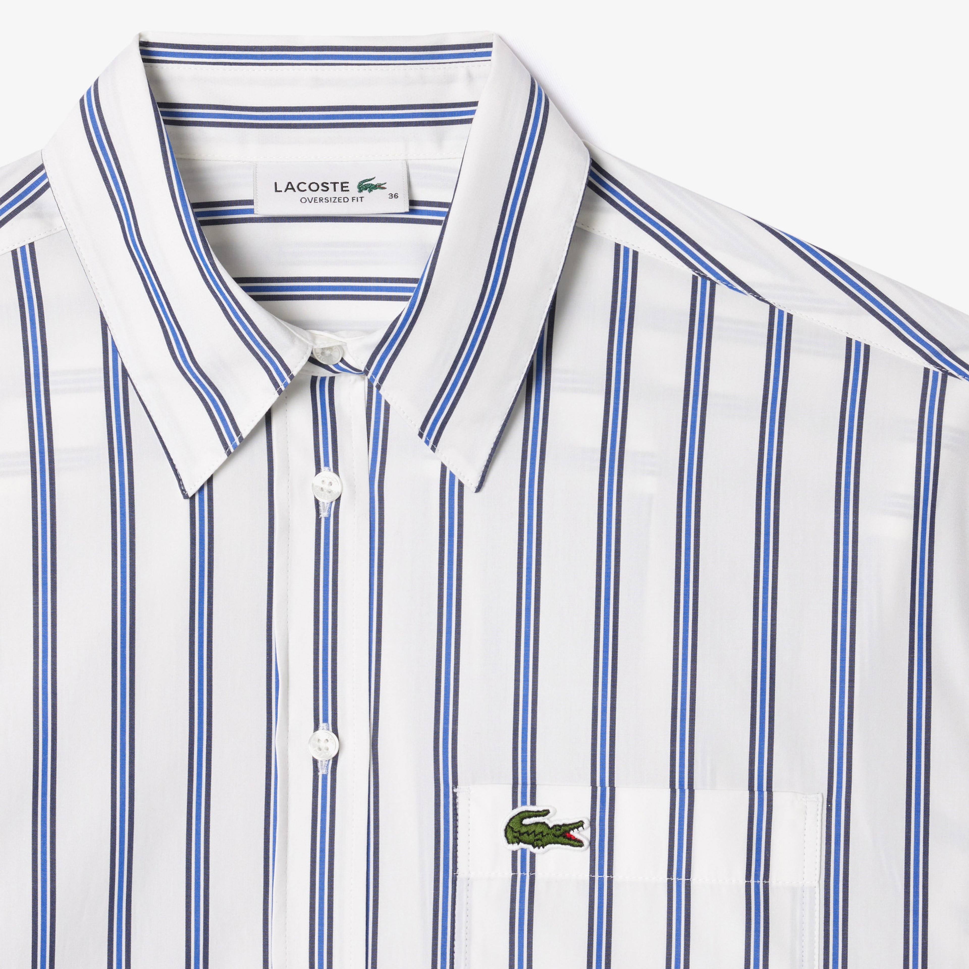 Kadın Oversize Fit Çizgili Beyaz Gömlek