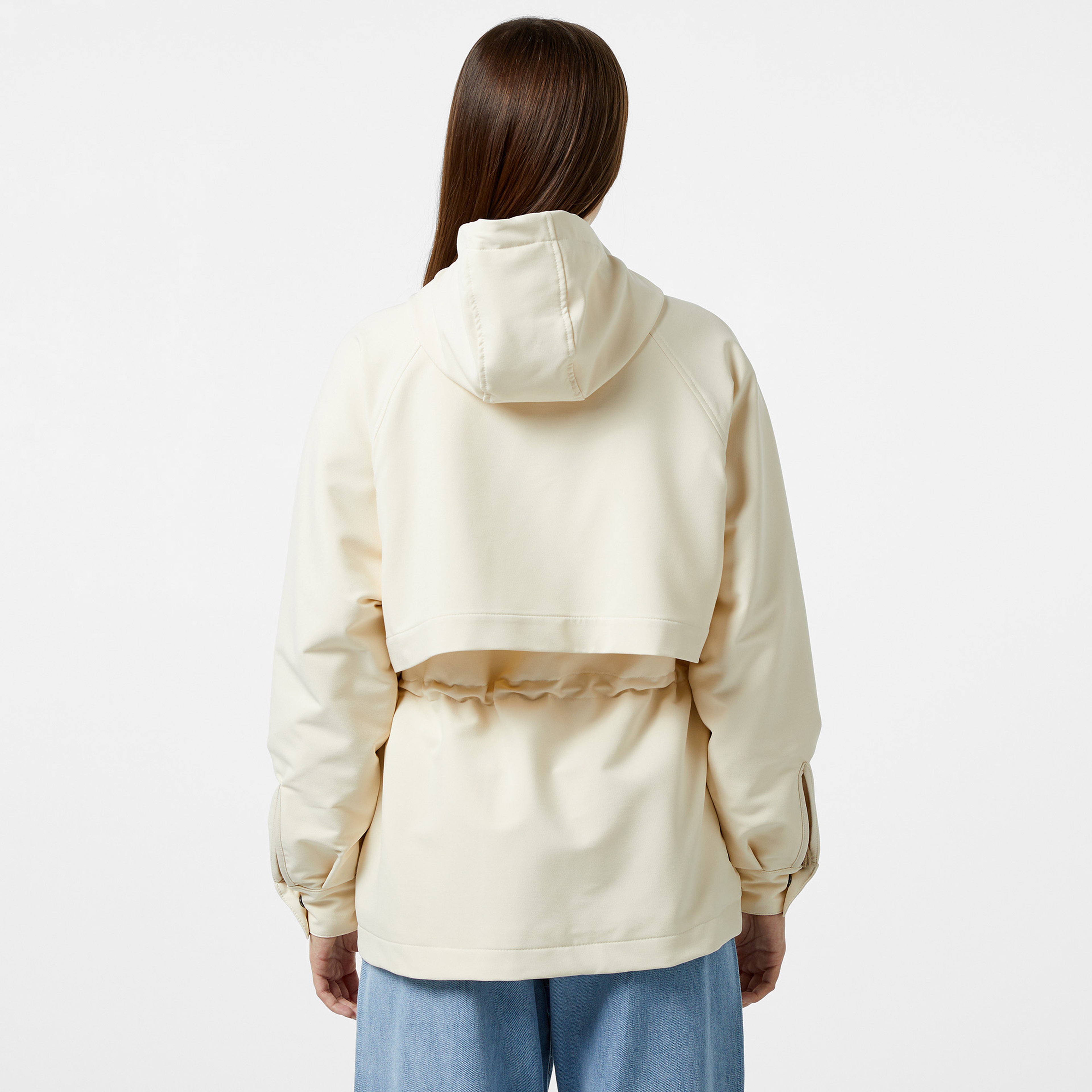 Kadın Relaxed Fit Kapüşonlu Krem Yağmurluk