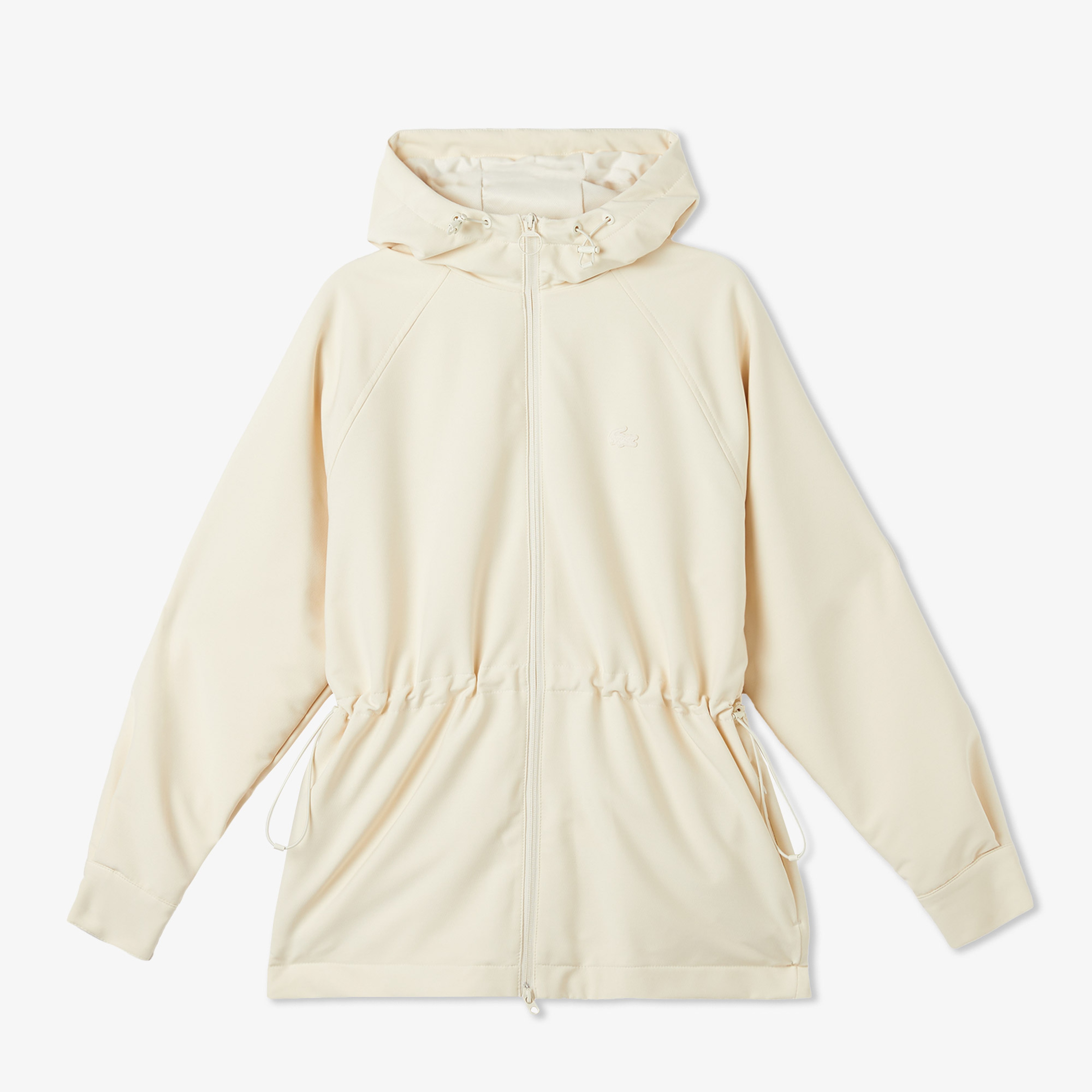 Kadın Relaxed Fit Kapüşonlu Krem Yağmurluk