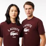 Unisex Regular Fit Bisiklet Yaka Bordo T-Shirt