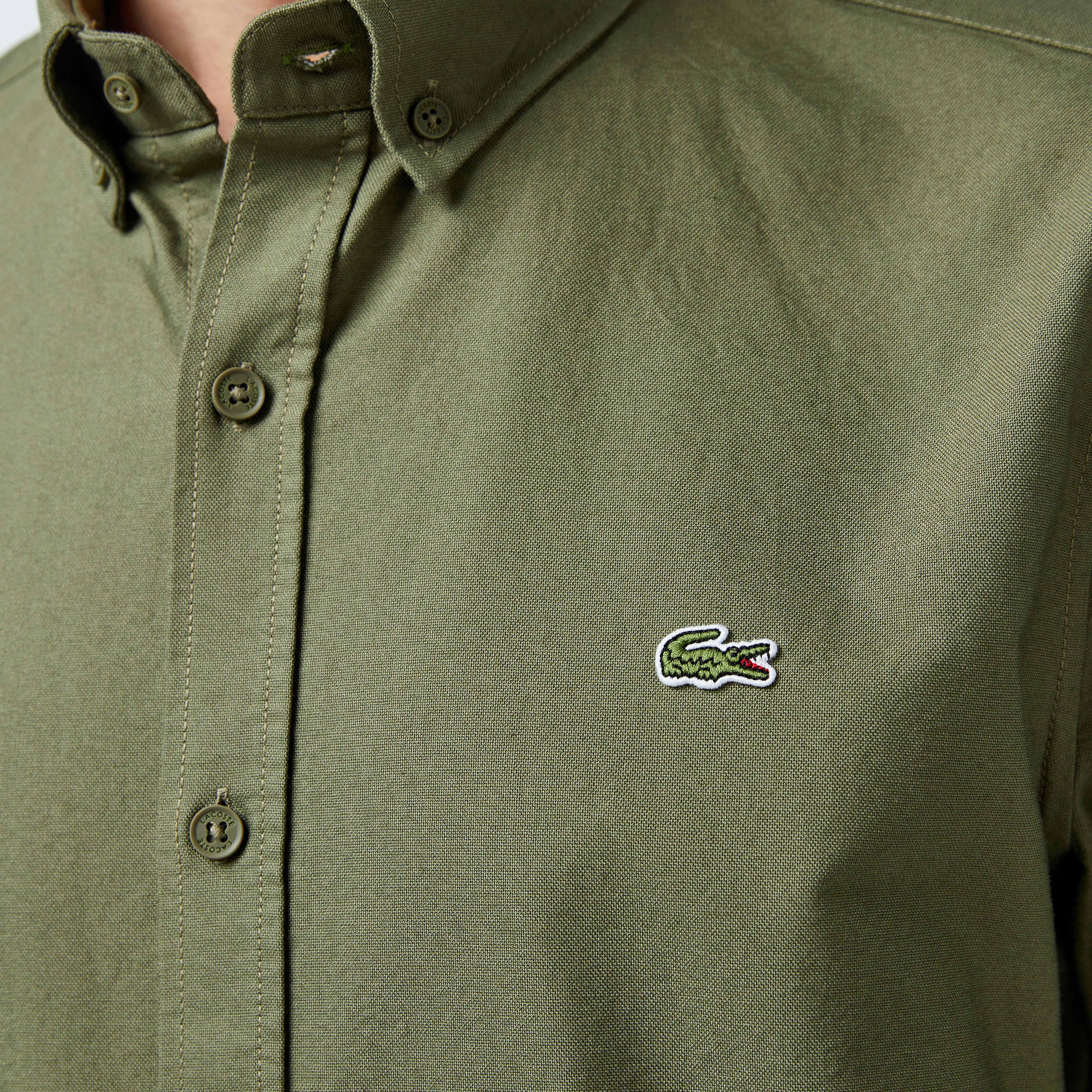 Erkek Slim Fit Haki Gömlek