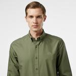 Erkek Slim Fit Haki Gömlek