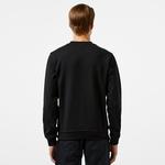 Erkek Relaxed Fit Bisiklet Yaka Baskılı Siyah Sweatshirt