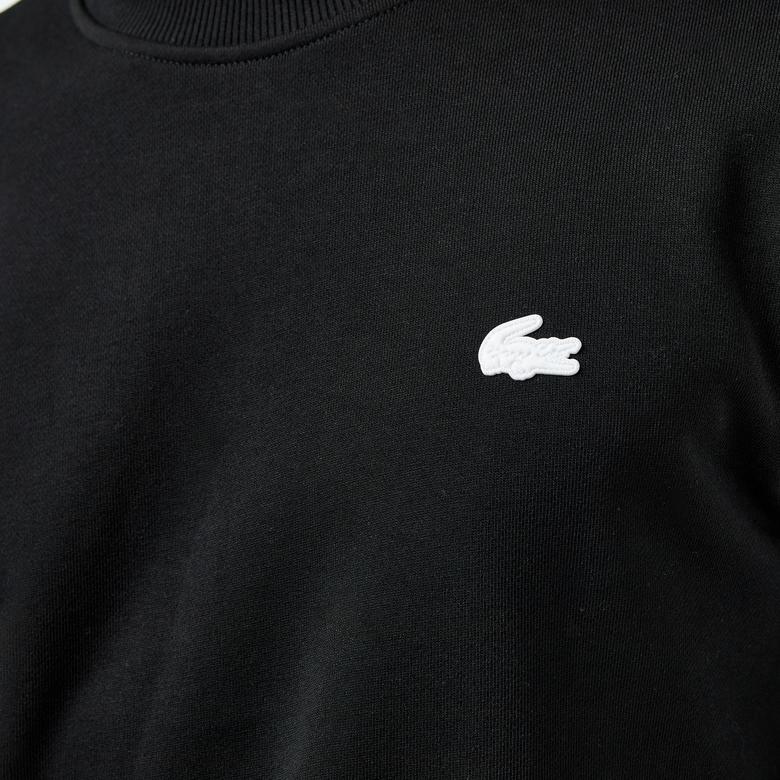 Erkek Relaxed Fit Bisiklet Yaka Baskılı Siyah Sweatshirt