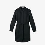 Kadın Relaxed Fit Uzun Kollu Gömlek Yaka Siyah Elbise