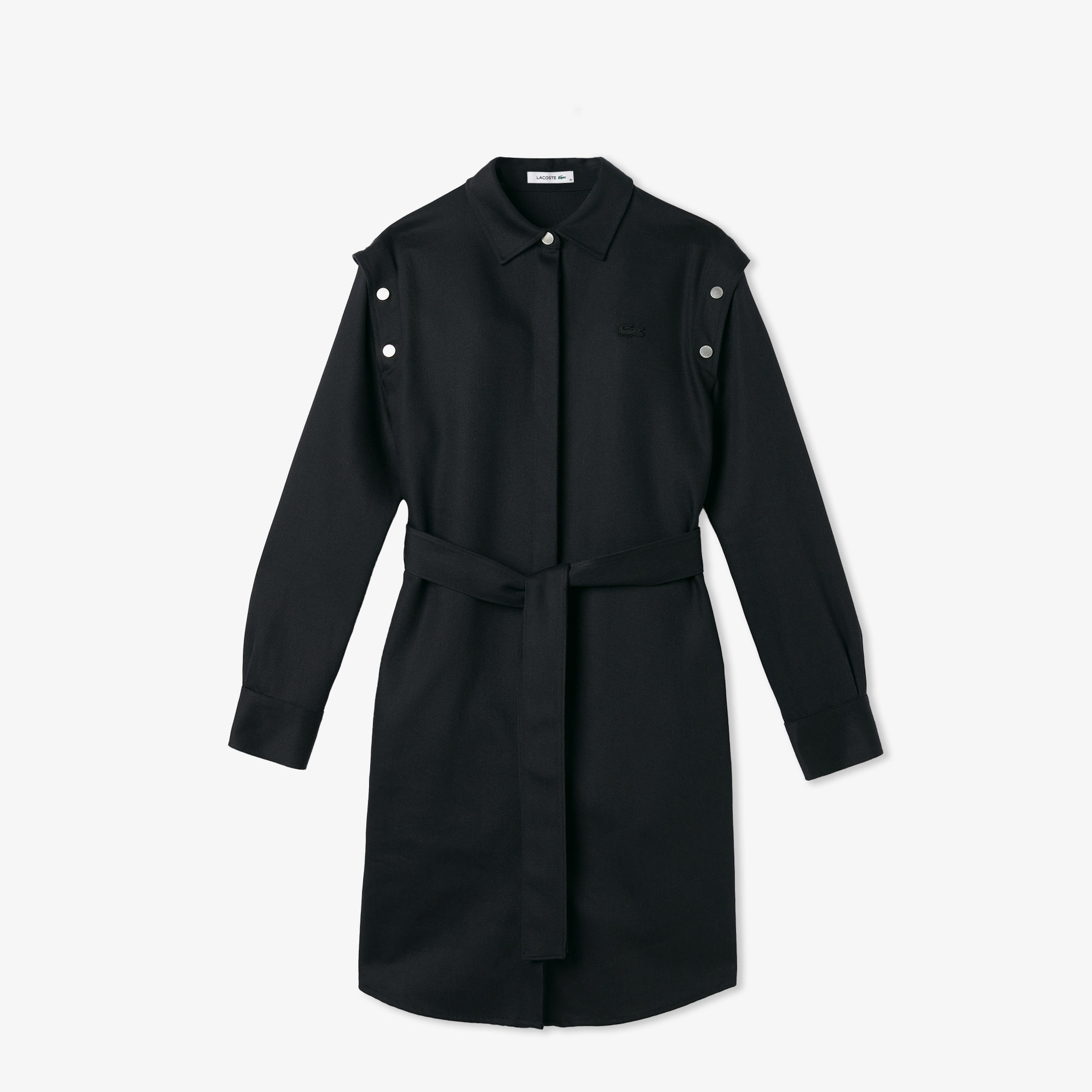 Kadın Relaxed Fit Uzun Kollu Gömlek Yaka Siyah Elbise