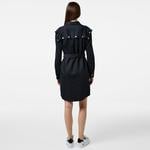 Kadın Relaxed Fit Uzun Kollu Gömlek Yaka Siyah Elbise