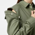 Kadın Relaxed Fit Uzun Kollu Gömlek Yaka Haki Elbise