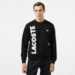 Erkek Relaxed Fit Bisiklet Yaka Baskılı Siyah Sweatshirt