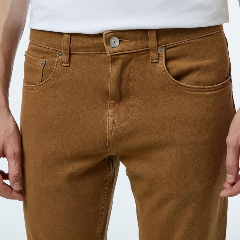 Erkek Slim Fit Kahverengi Jean Pantolon