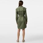 Kadın Relaxed Fit Uzun Kollu Gömlek Yaka Haki Elbise