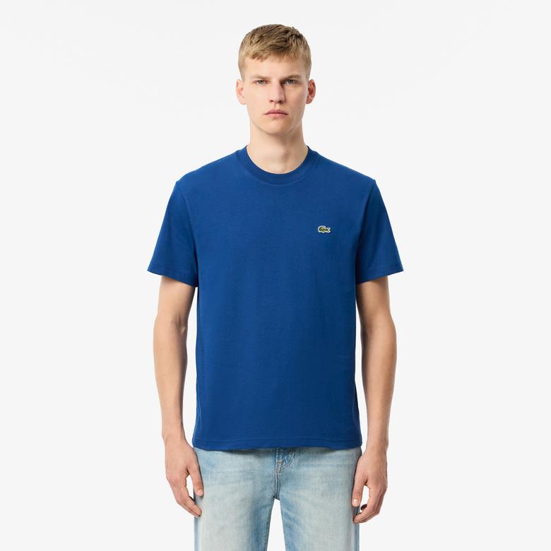Erkek Classic Fit Bisiklet Yaka Mavi T-Shirt