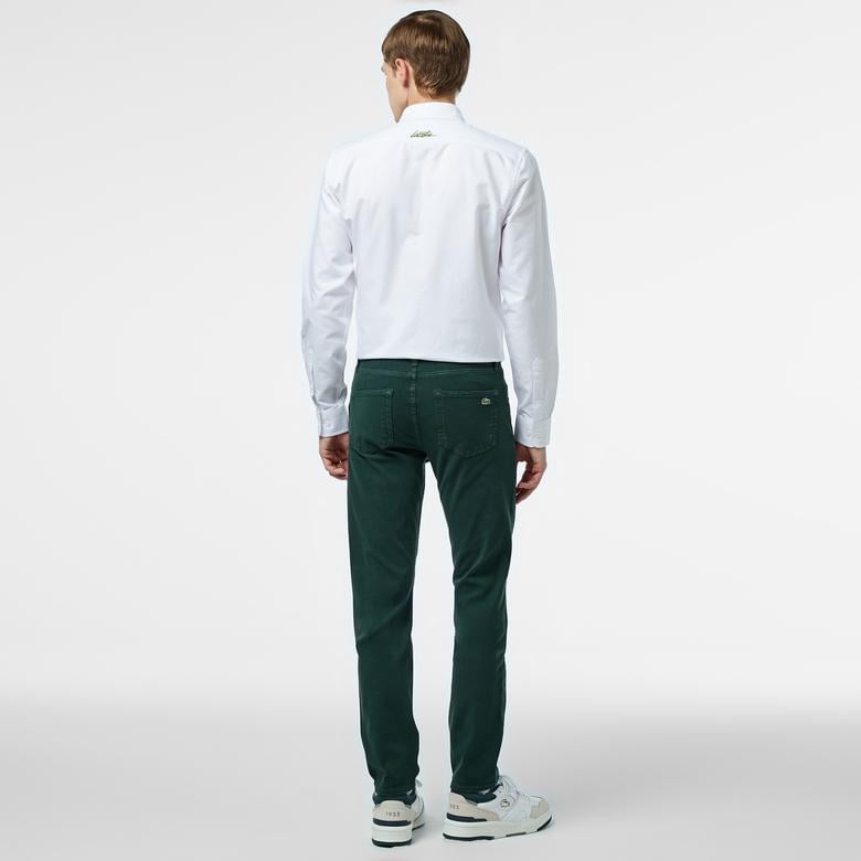 Erkek Slim Fit Koyu Yeşil Jean Pantolon