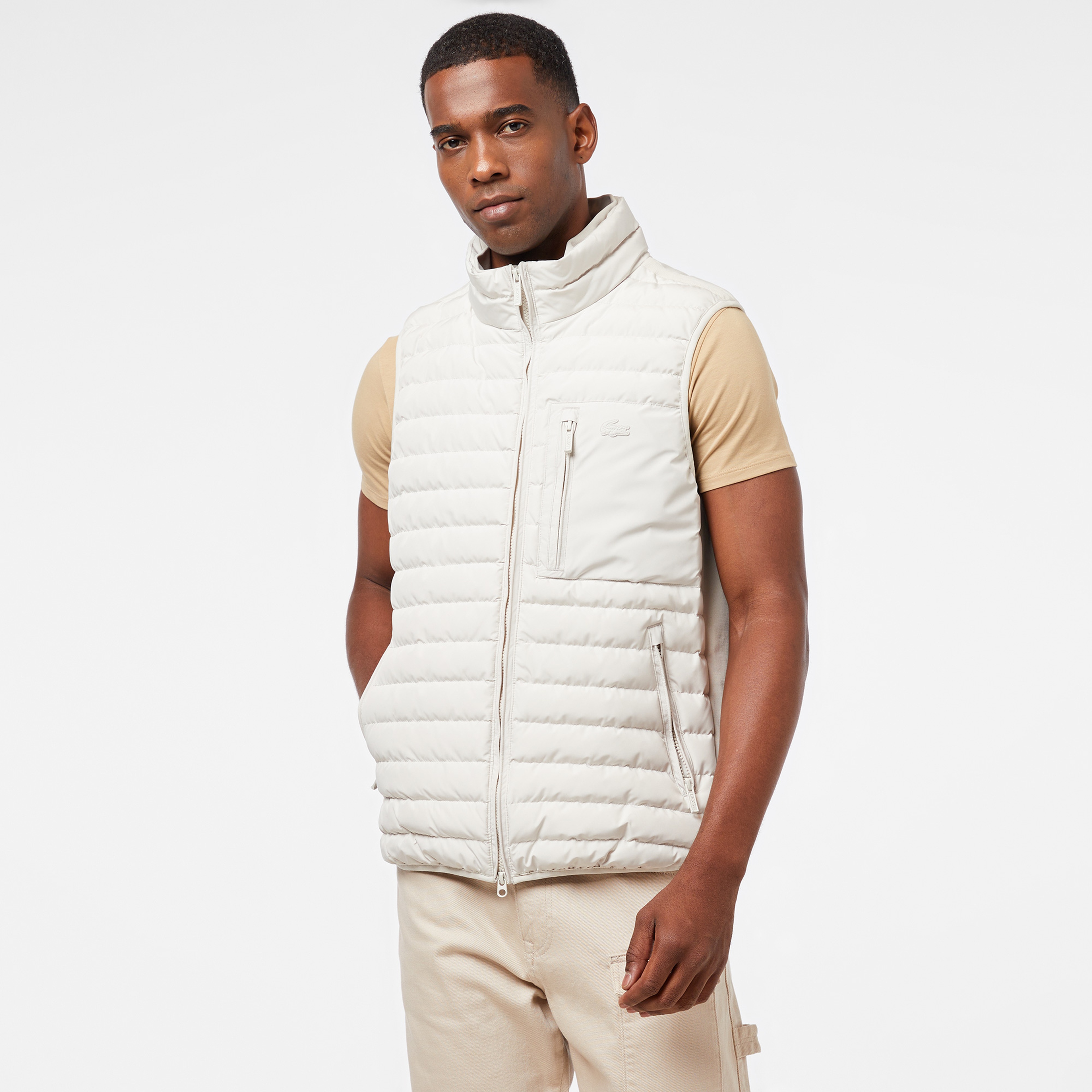 Erkek Dik Yaka Beyaz Yelek