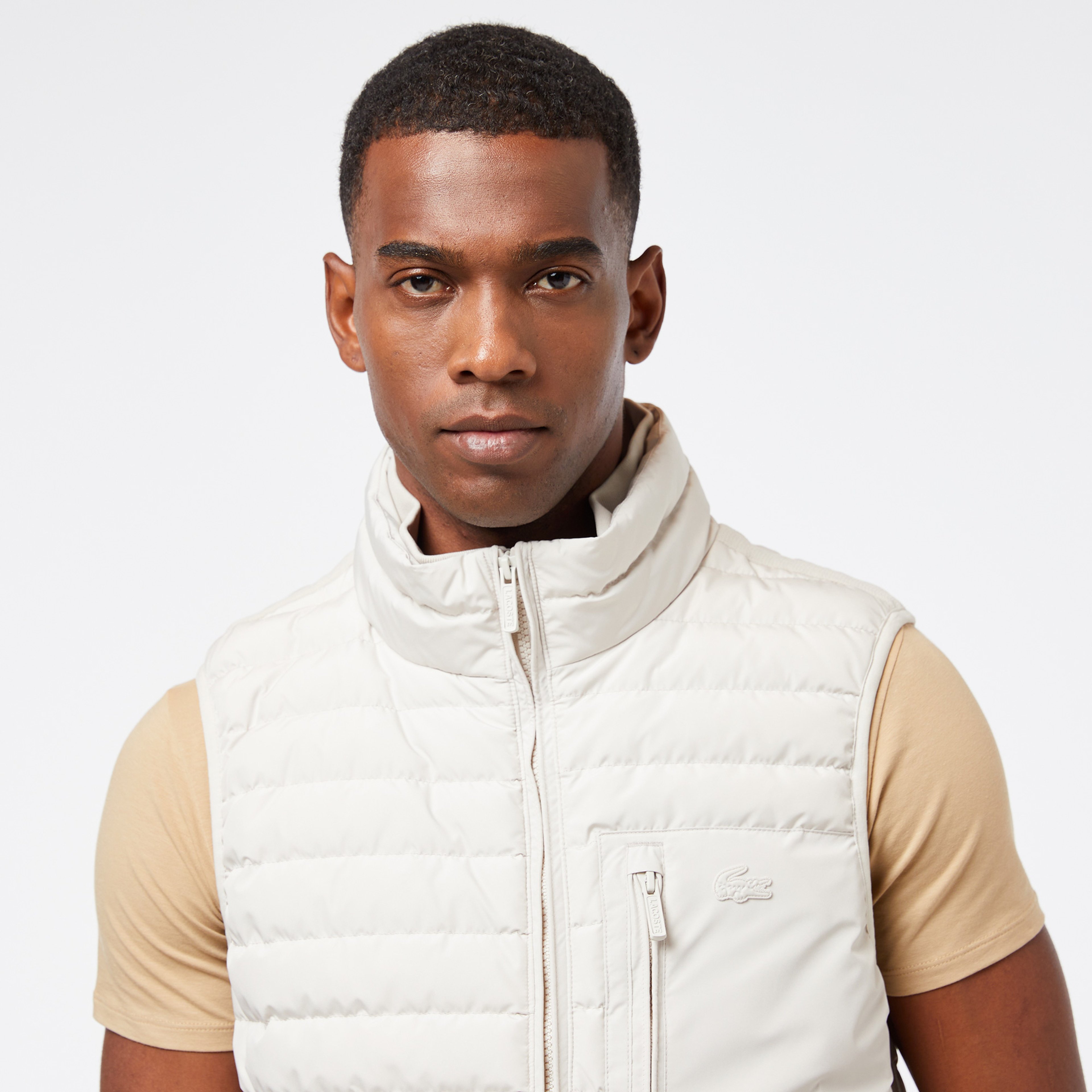 Erkek Dik Yaka Beyaz Yelek