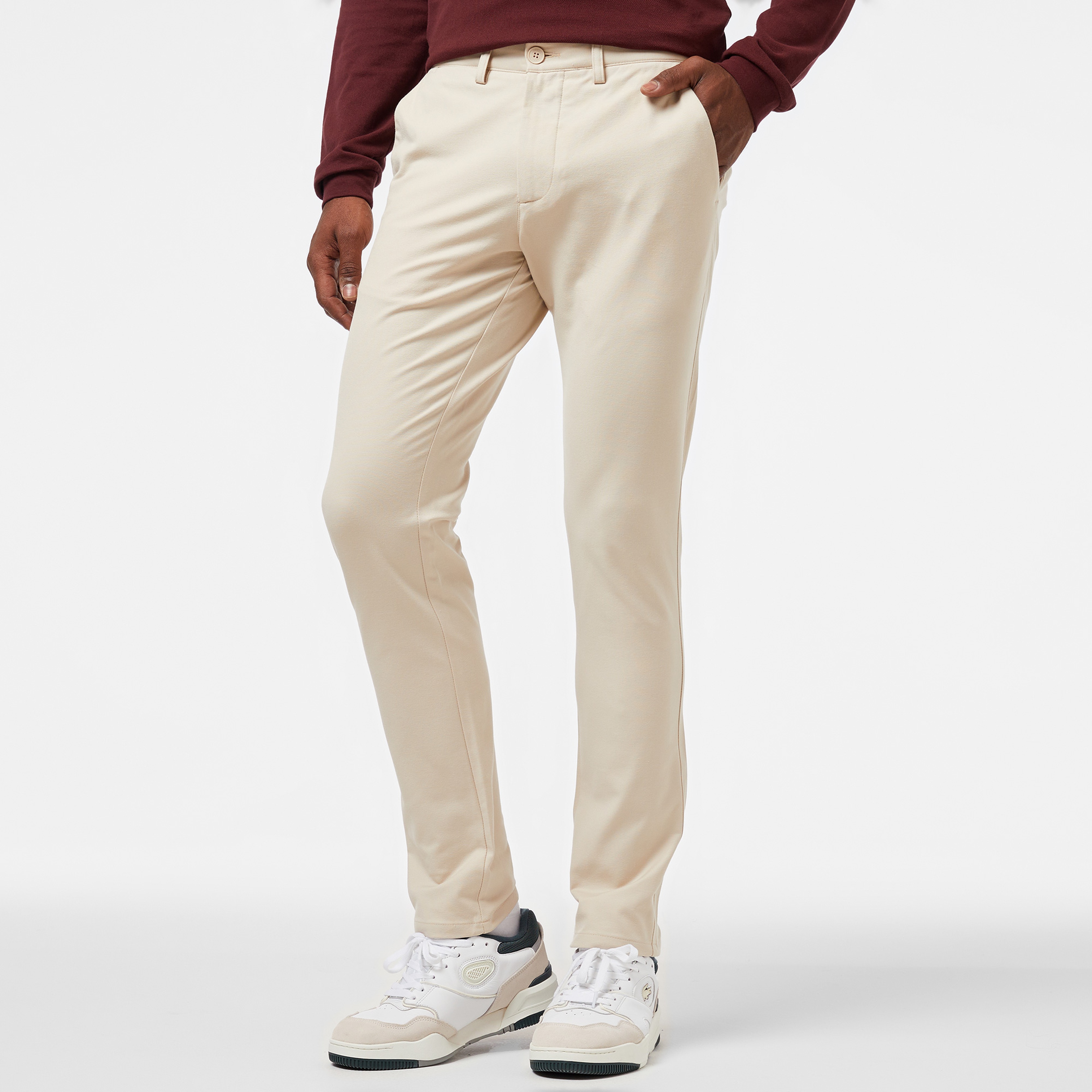 Erkek Slim Fit Chino Krem Pantolon