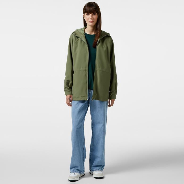 Kadın Relaxed Fit Kapüşonlu Yeşil Yağmurluk