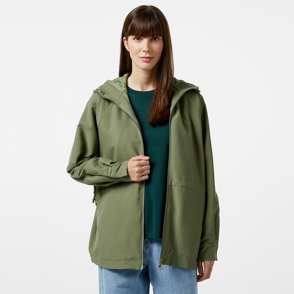 Kadın Relaxed Fit Kapüşonlu Yeşil Yağmurluk