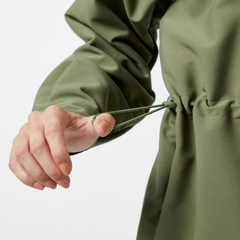 Kadın Relaxed Fit Kapüşonlu Yeşil Yağmurluk