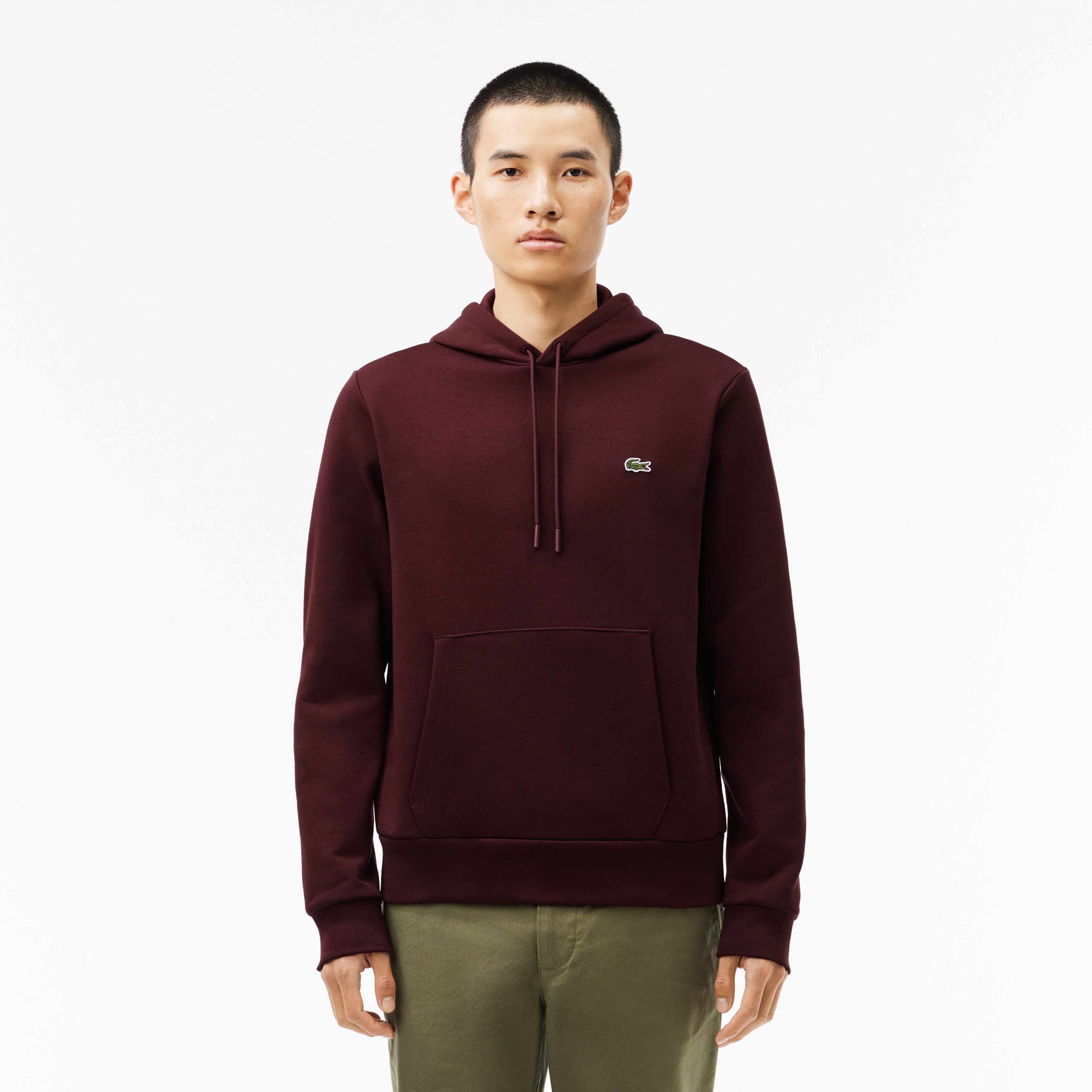 Erkek Classic Fit Kapüşonlu Bordo Sweatshirt