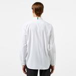 Erkek Slim Fit Düğmeli Yaka Beyaz Gömlek