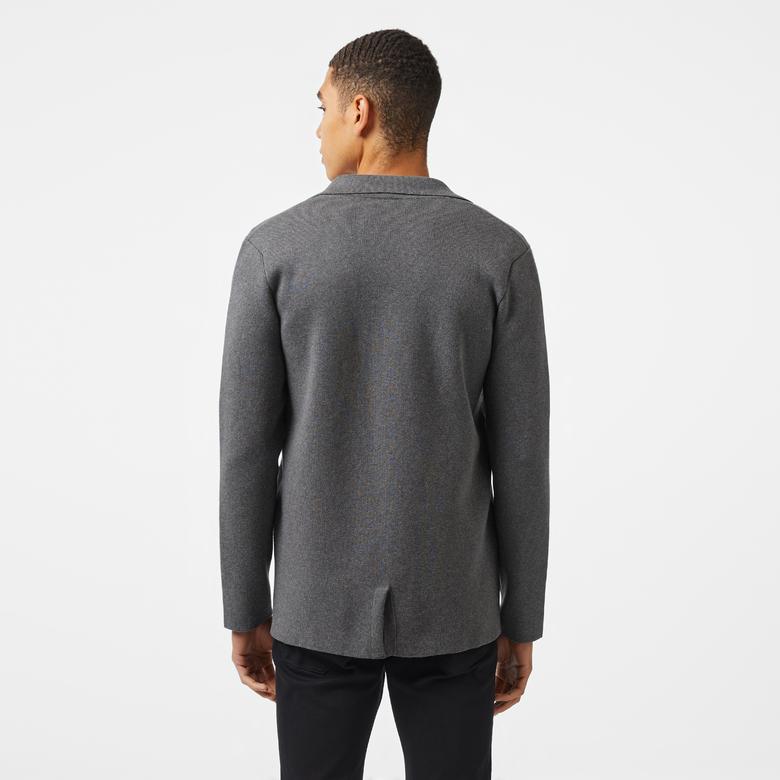 Erkek Classic Fit V Yaka Gri Hırka