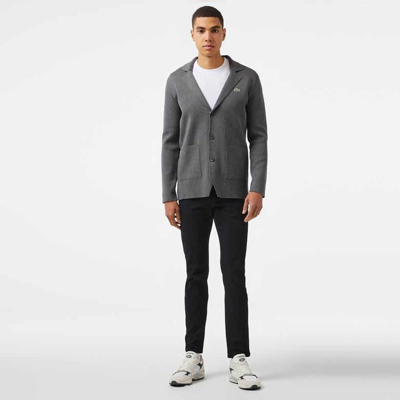 Erkek Classic Fit V Yaka Gri Hırka