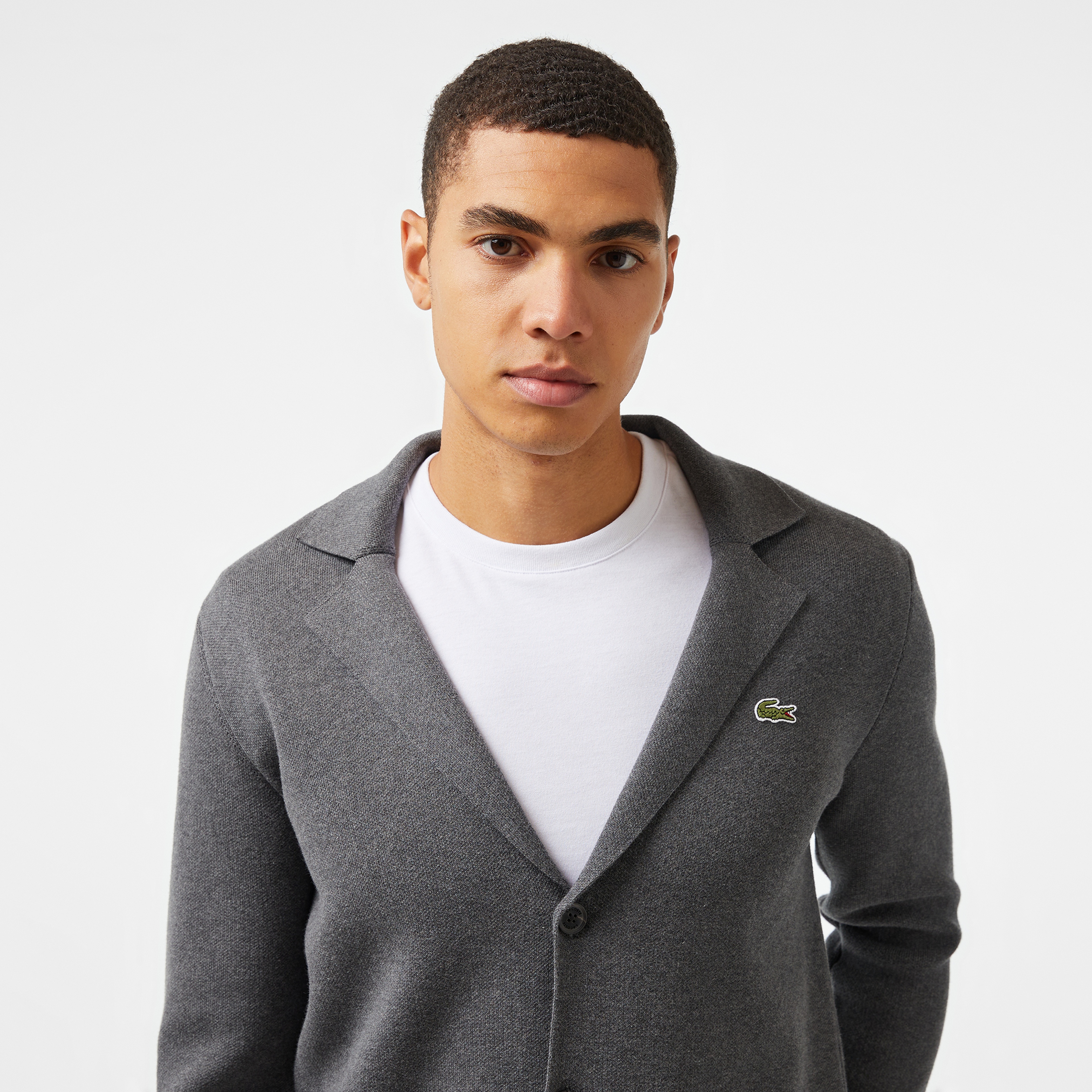 Erkek Classic Fit V Yaka Gri Hırka