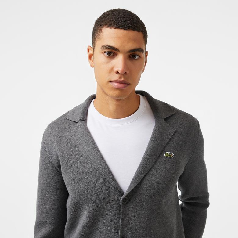 Erkek Classic Fit V Yaka Gri Hırka