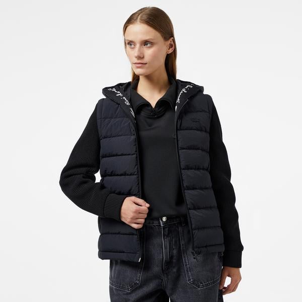 Kadın Regular Fit Kapüşonlu Siyah Mont