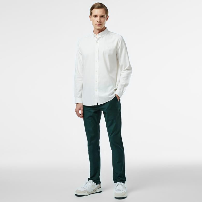 Erkek Slim Fit Chino Koyu Yeşil Pantolon
