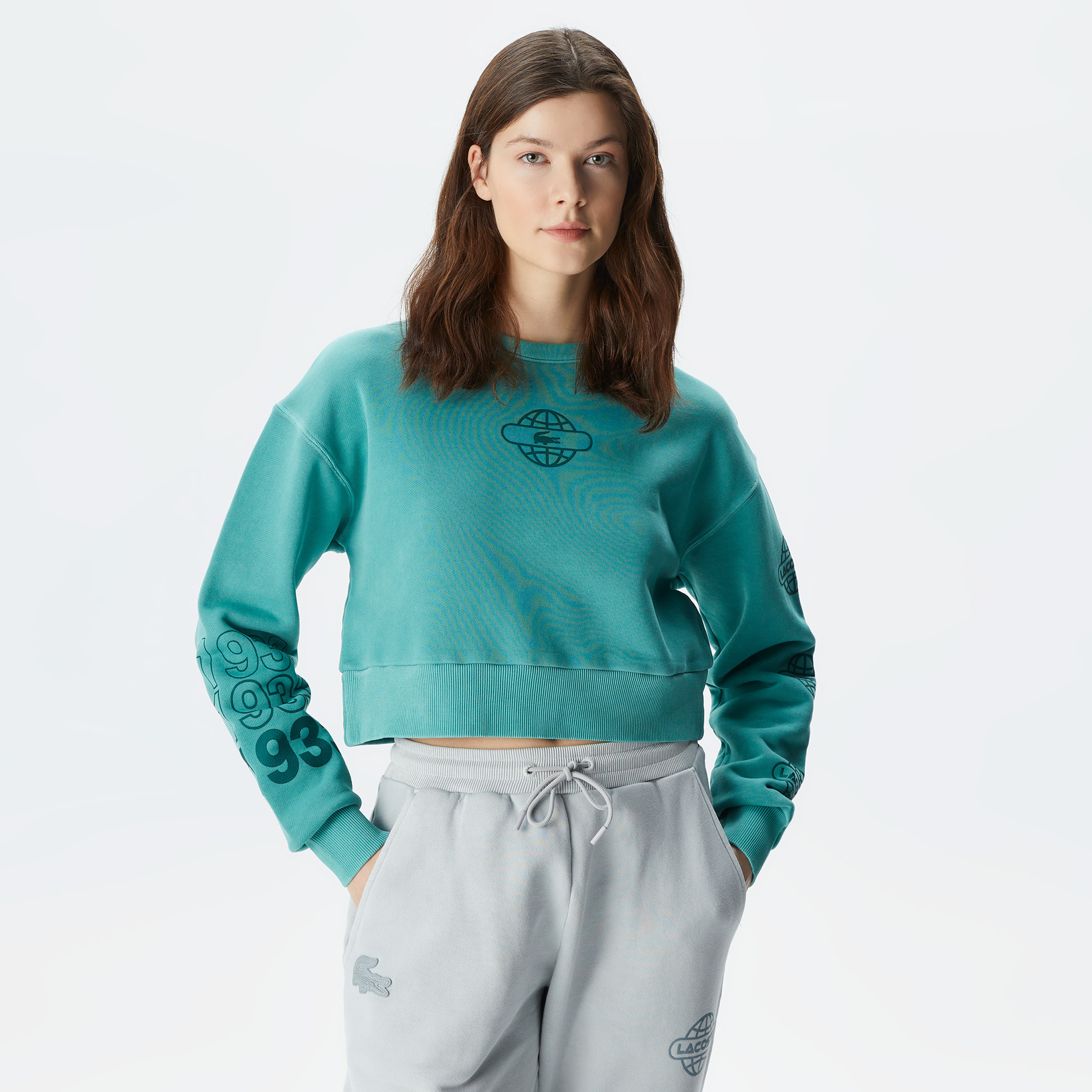 Lacoste House of SuperStep X Lacoste Kadın Yeşil Sweatshirt