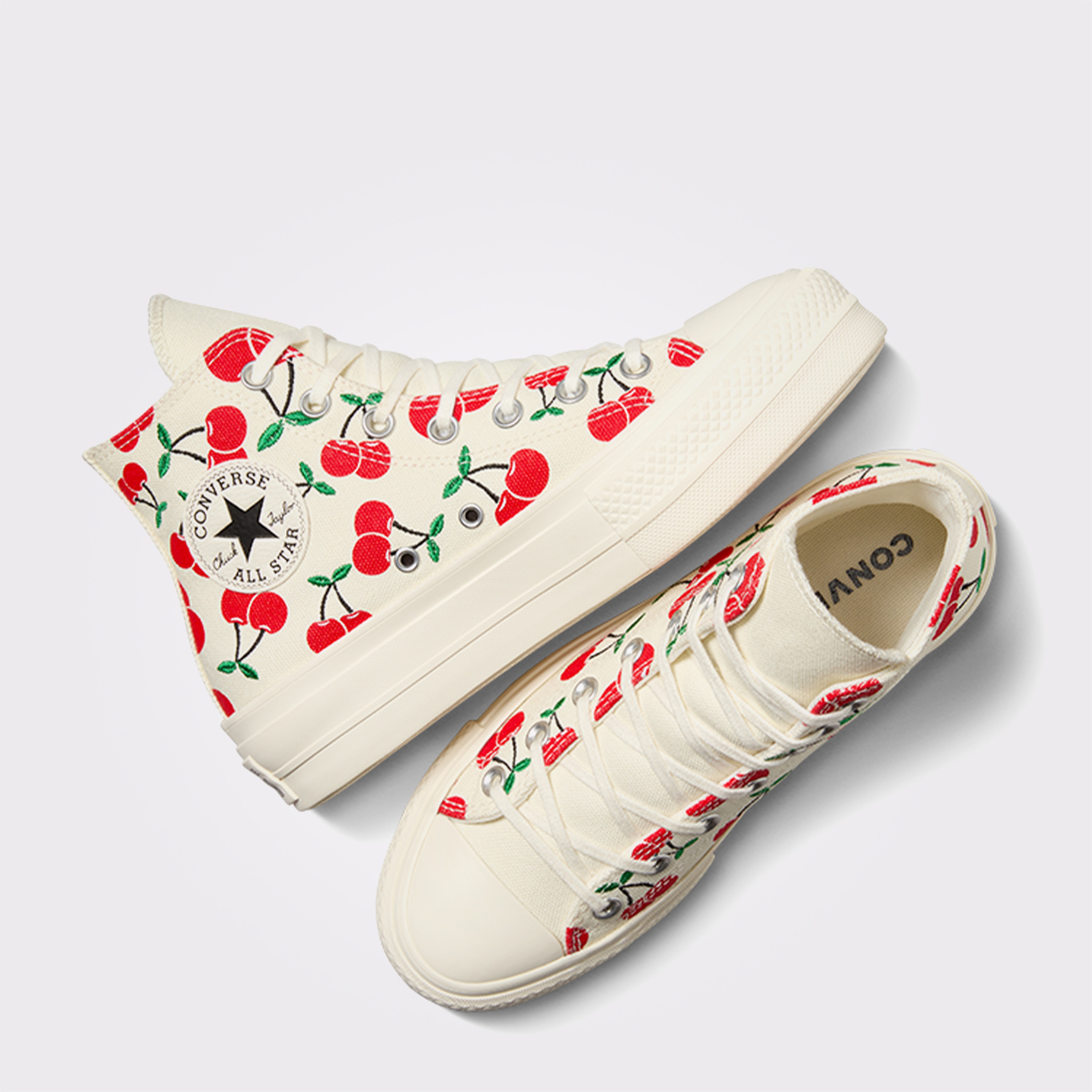 Converse Chuck Taylor All Star Lift Platform Cherries Kadın Krem Sneaker