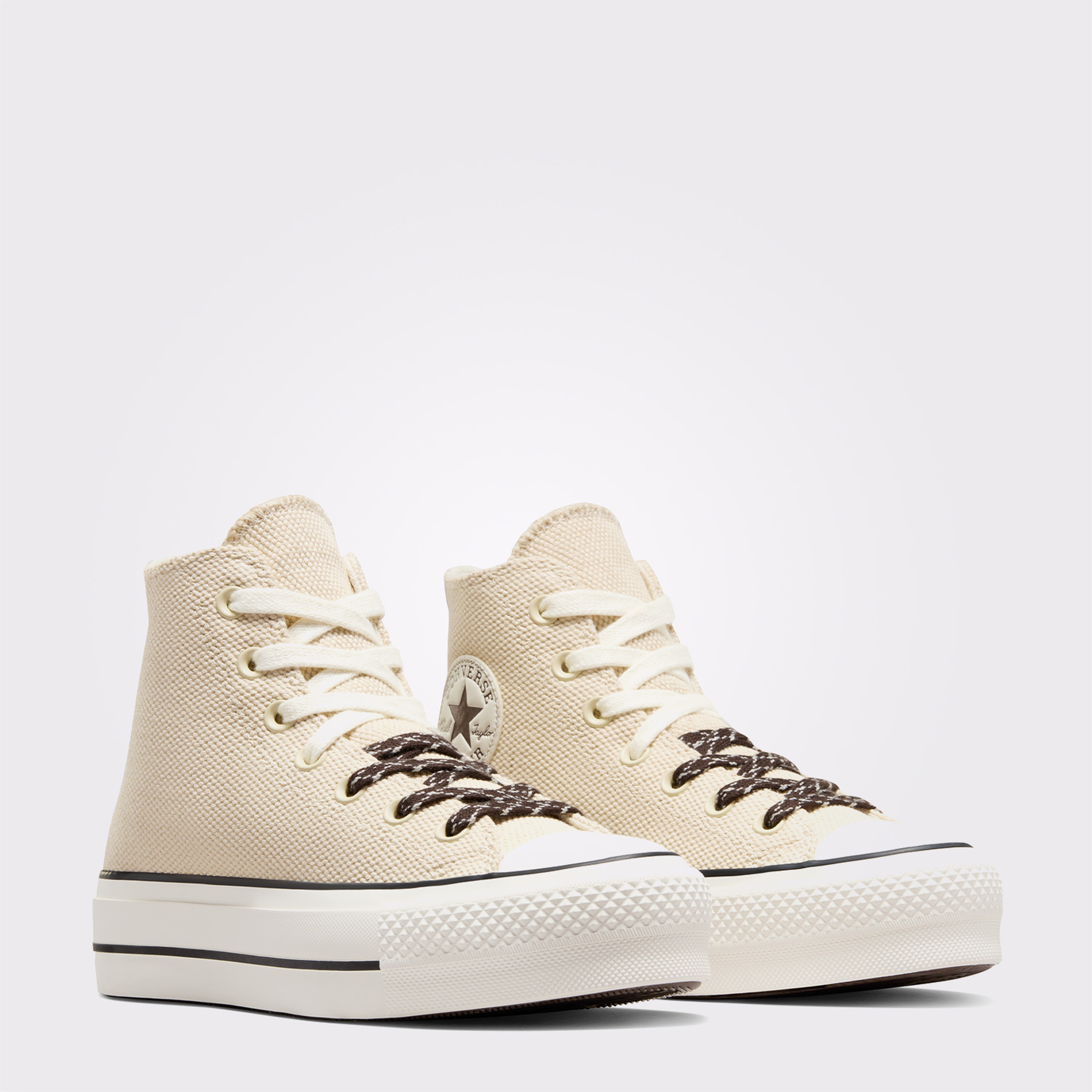 Converse Chuck Taylor All Lift Canvas & Leather Kadın Krem Sneaker